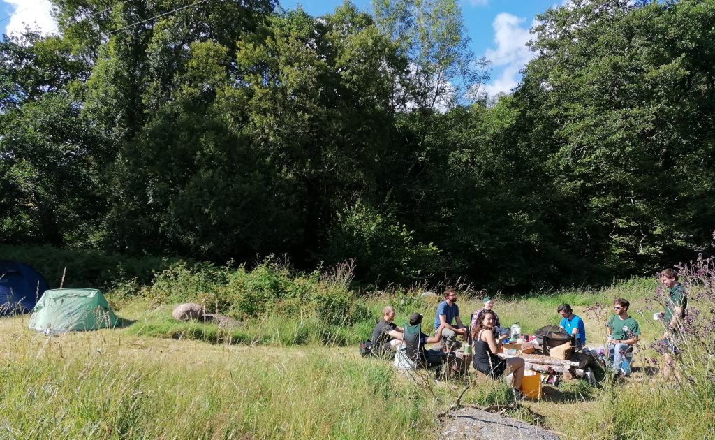 Campsite camping group Breakfast Dartmoor