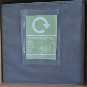 Box for recycling waste provided in B&B guest rooms