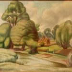 Oil painting by GA Stevens 1956 Cotswold View