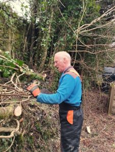 Kevin laying the hedge