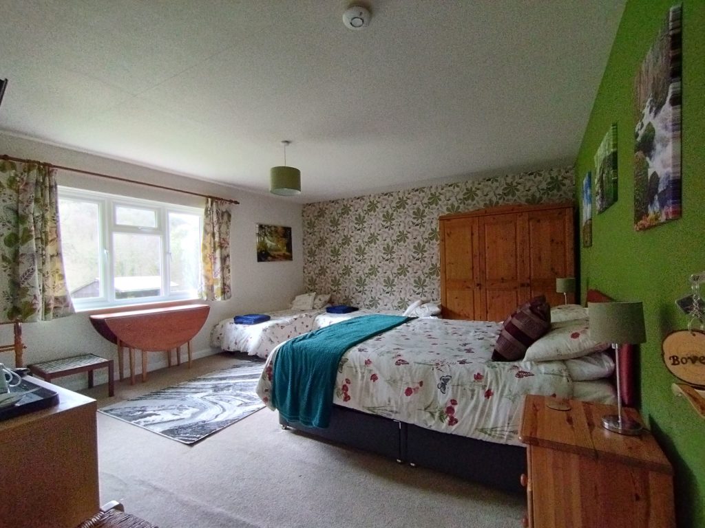 Bovey Room as a family room with 1 king size nd 2 single beds