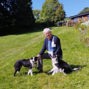 Pete with his collie sheep dogs, Scott and Lad